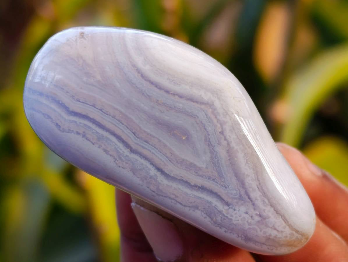 Polished Blue Lace Agate Tumbled Stones x 20 From Malawi - Toprock Gemstones and Minerals 