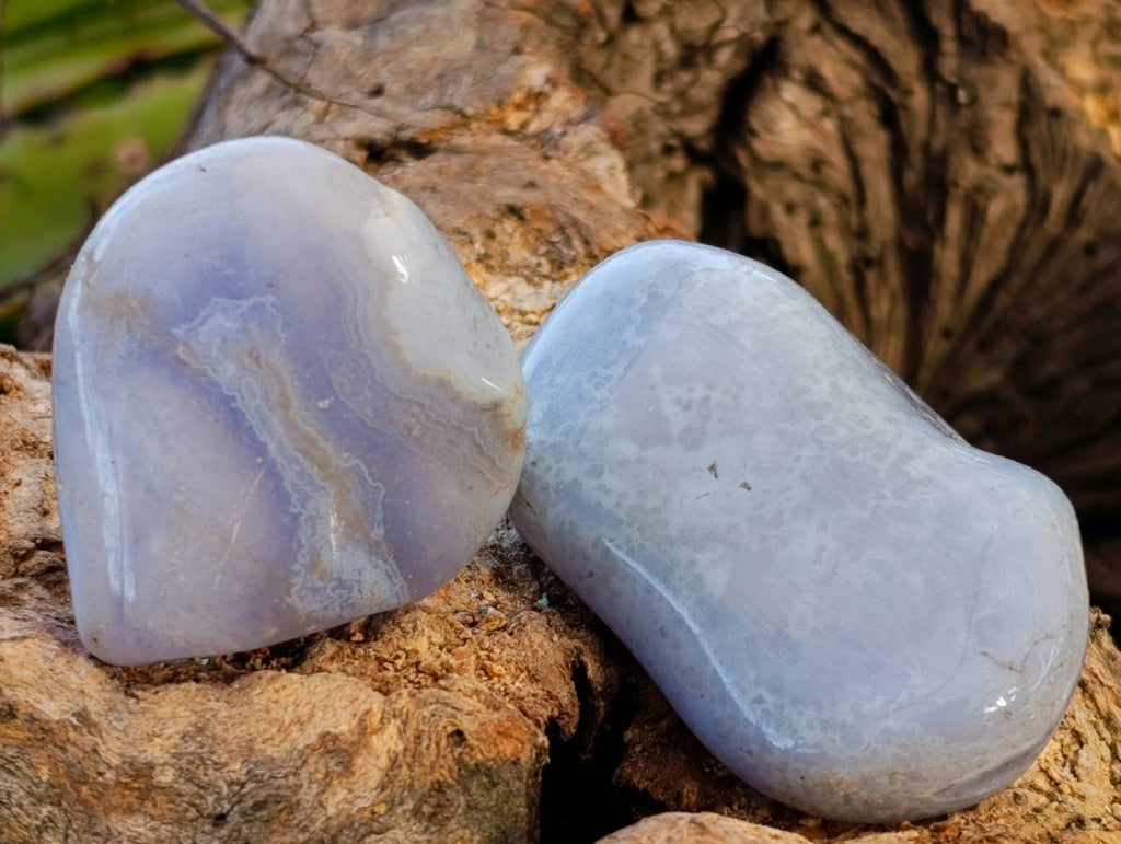 Polished Blue Lace Agate Tumbled Stones x 20 From Malawi - Toprock Gemstones and Minerals 