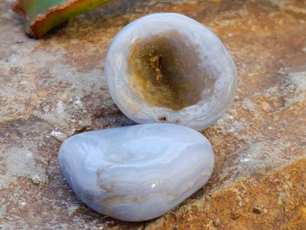Polished Blue Lace Agate Tumbled Stones x 20 From Malawi - Toprock Gemstones and Minerals 