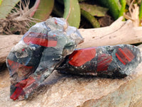 Natural Cobbed Bloodstone Specimens x 3 From Swaziland