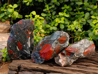 Natural Cobbed Bloodstone Specimens x 3 From Swaziland