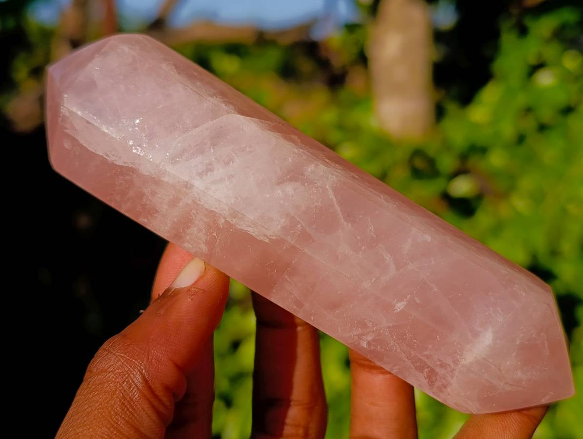 Polished Double Terminated Rose Quartz Points x 4 Madagascar - Toprock Gemstones and Minerals 