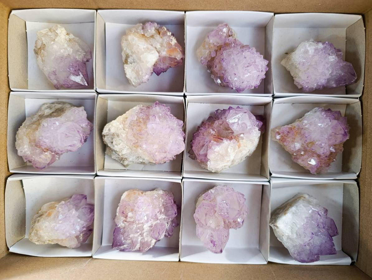 Natural Amethyst Spirit Quartz Clusters x 12 From Boekenhouthoek, South Africa - Toprock Gemstones and Minerals 