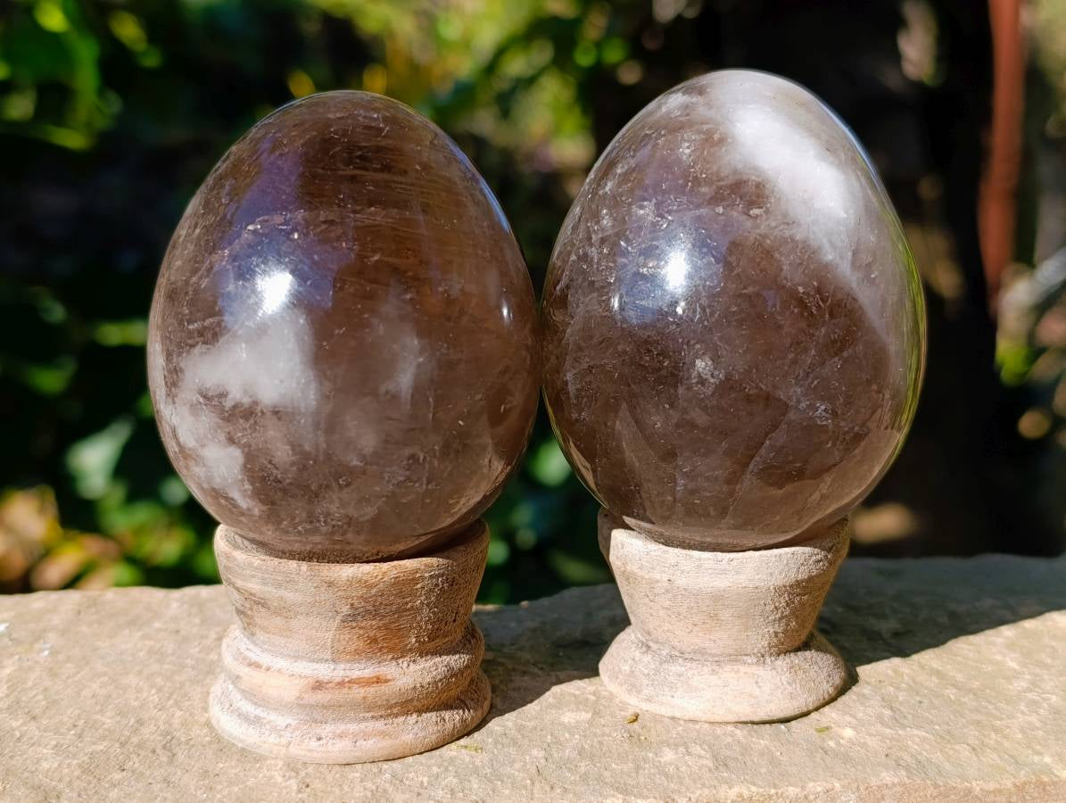 Polished Smokey Quartz Eggs x 4 From Madagascar - Toprock Gemstones and Minerals 