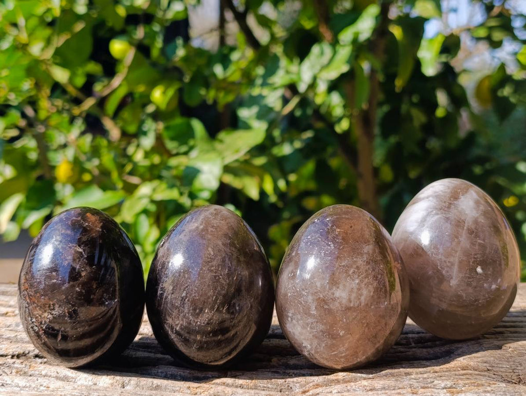 Polished Smokey Quartz Eggs x 4 From Madagascar - Toprock Gemstones and Minerals 