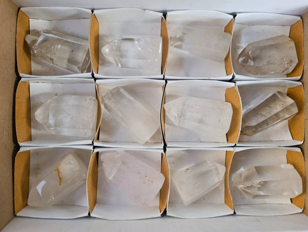 Polished Clear Quartz Crystals x 12 From Madagascar - Toprock Gemstones and Minerals 