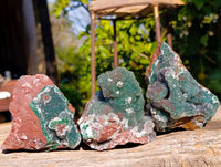 Natural Ball Malachite On Red Dolomite Matrix Specimens x 3 From Likasi, Congo