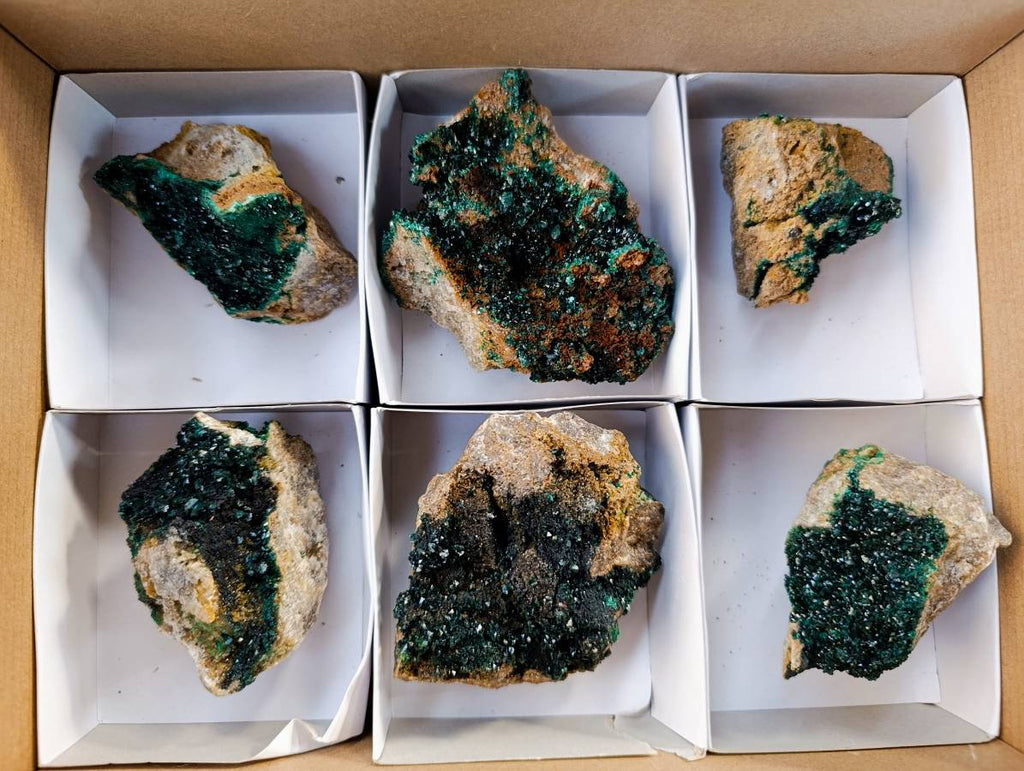 Natural Ball Malachite On Red Dolomite Matrix Specimens x 6 From Likasi, Congo - Toprock Gemstones and Minerals 