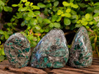 Polished Emerald Mica 'Mutokolite' Standing Free Forms x 3 From Mutoko, Zimbabwe - Toprock Gemstones and Minerals 