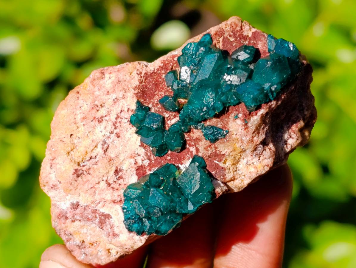 Natural Dioptase On Dolomite with Malachite Specimens x 12 From Likasi, Congo - Toprock Gemstones and Minerals 