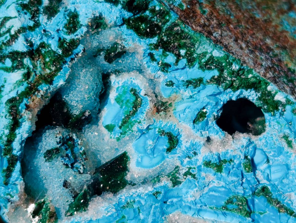 Natural Drusy Coated Chrysocolla with Malachite Specimens x 2 From Lupoto Mine, Congo - Toprock Gemstones and Minerals 