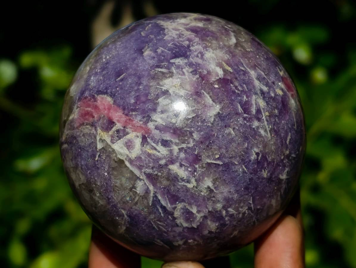 Polished Lepidolite With Pink Rubellite Spheres x 3 From Ambatondrazaka, Madagascar - Toprock Gemstones and Minerals 