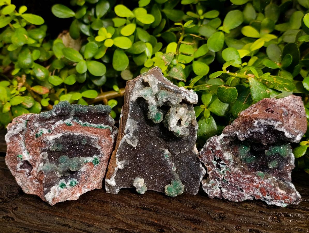 Natural Ball Malachite On Dolomite Matrix Specimens x 3 From Kambove, Congo - Toprock Gemstones and Minerals 
