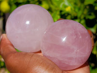 Polished Rose Quartz Spheres x 4 From Madagascar - Toprock Gemstones and Minerals 