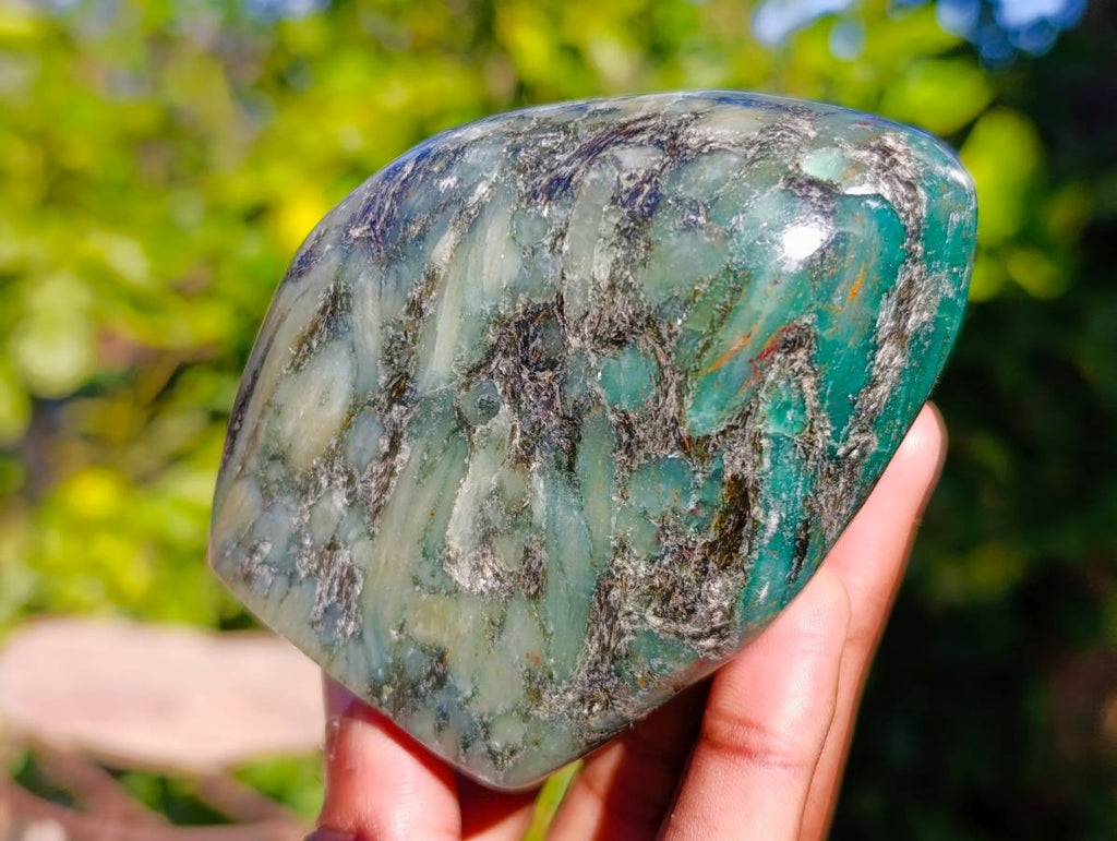 Polished Emerald Mica 'Mutokolite' Standing Free Forms x 3 From Mutoko, Zimbabwe - Toprock Gemstones and Minerals 