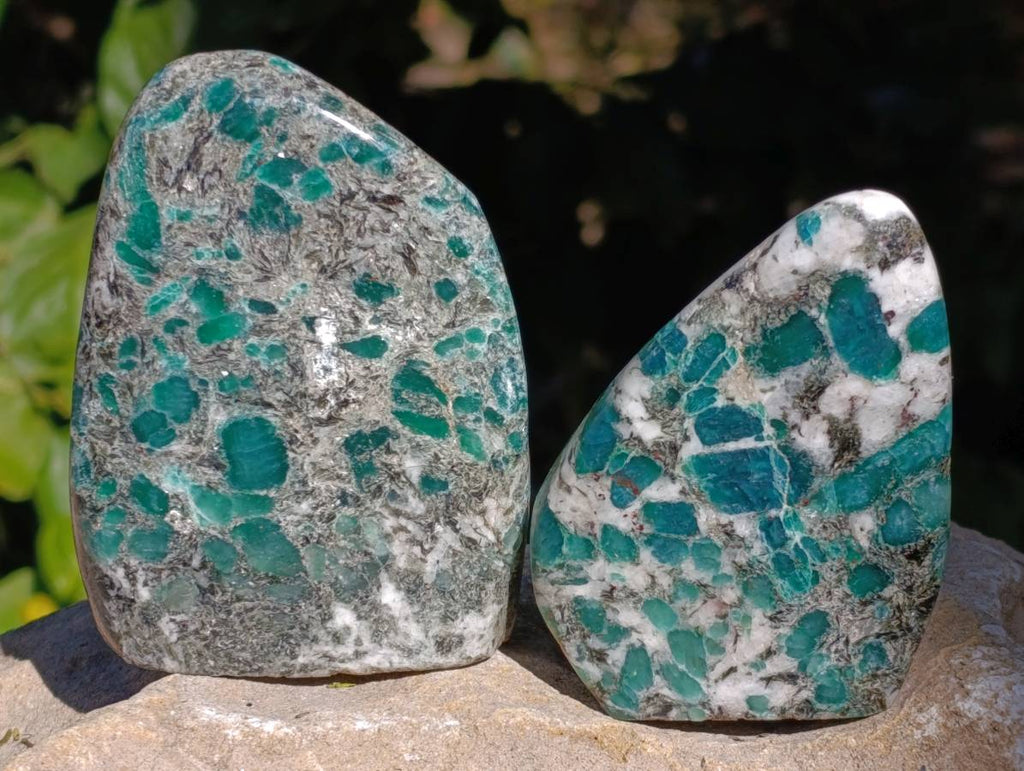 Polished Emerald Mica 'Mutokolite' Standing Free Forms x 3 From Mutoko, Zimbabwe - Toprock Gemstones and Minerals 