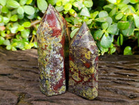 Polished Bastite Dragons Blood Stone Points x 2 From Tshipise, South Africa - Toprock Gemstones and Minerals 