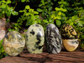 Polished Leopard Stone Standing Free Forms x 4 From Nyanga, Zimbabwe - Toprock Gemstones and Minerals 