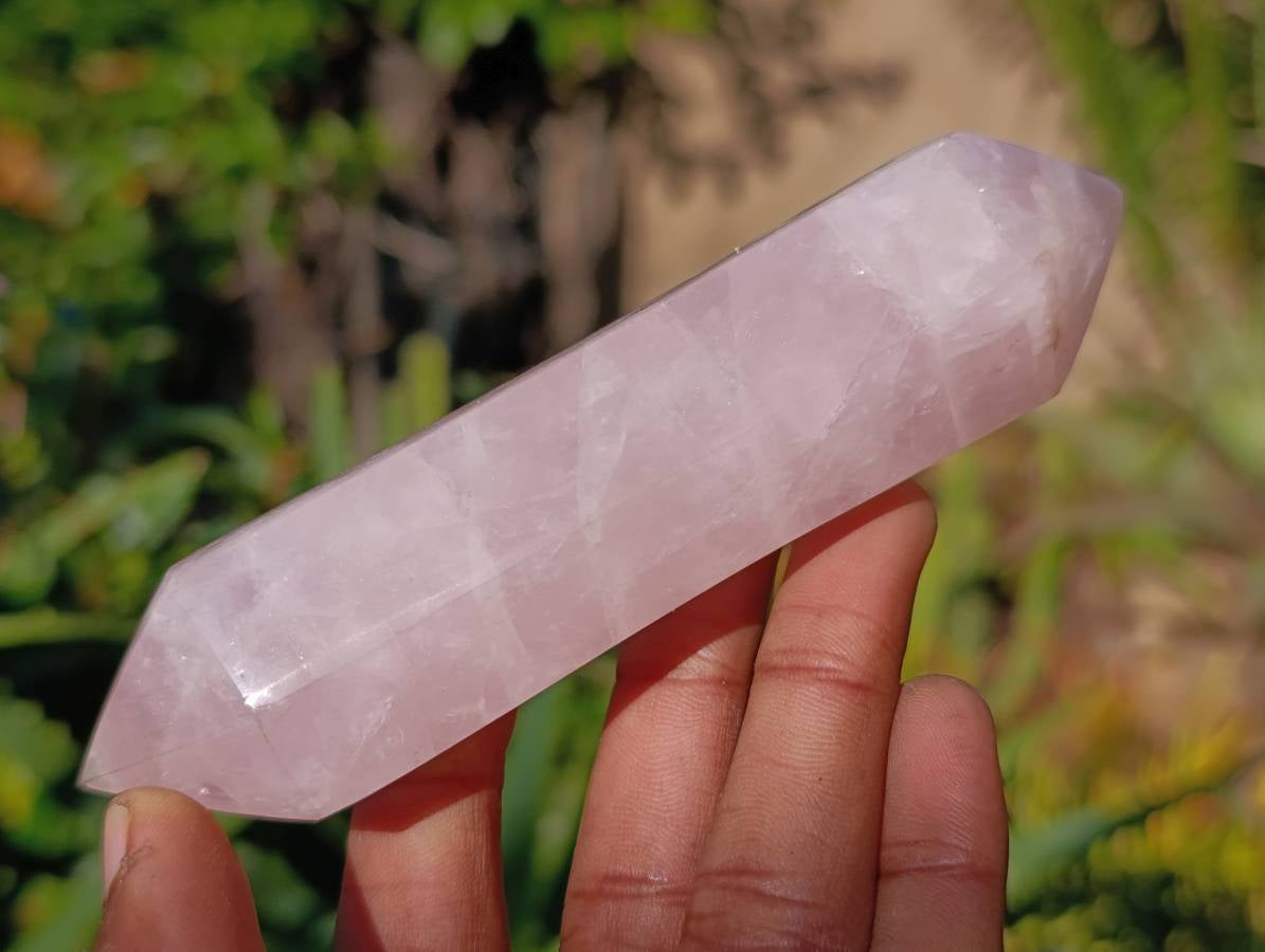 Polished Double Terminated Rose Quartz Points x 6 Madagascar - Toprock Gemstones and Minerals 