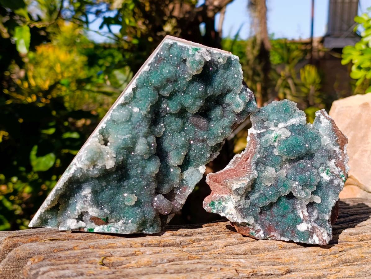 Natural Ball Malachite On Dolomite Matrix Specimens x 2 From Kambove, Congo - Toprock Gemstones and Minerals 
