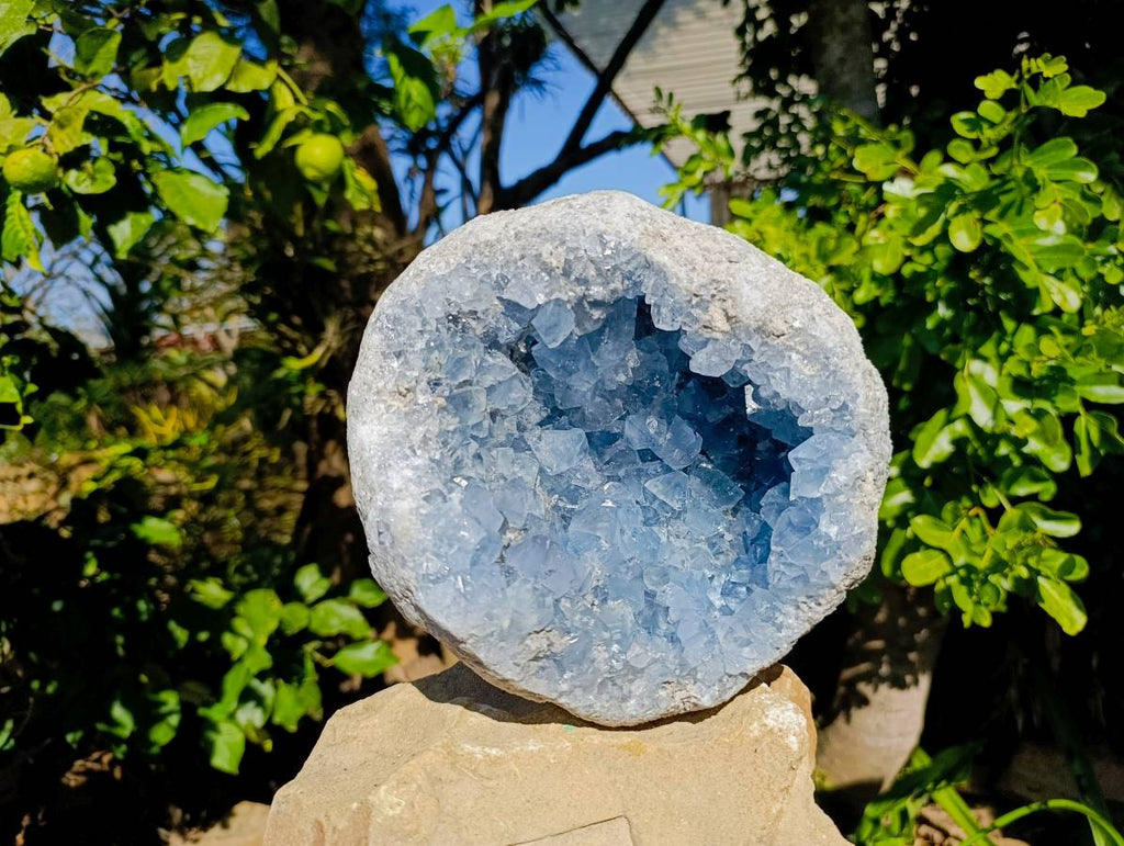 Natural Celestite Geode Specimen x 1 From Sakoany, Madagascar - Toprock Gemstones and Minerals 