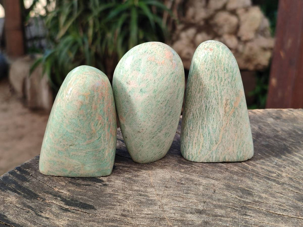 Polished Amazonite Standing Free Forms  x 12 From Madagascar - Toprock Gemstones and Minerals 