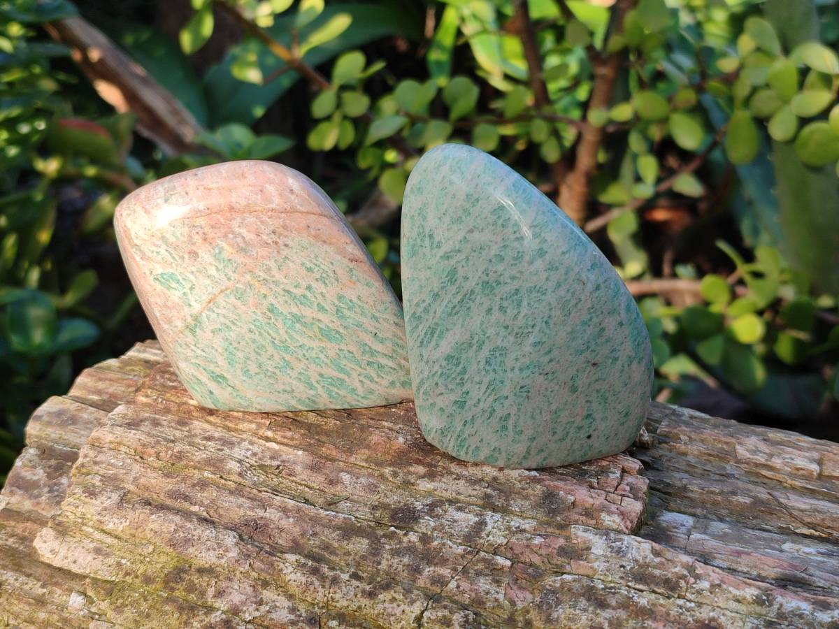 Polished Amazonite Standing Free Forms  x 12 From Madagascar - Toprock Gemstones and Minerals 