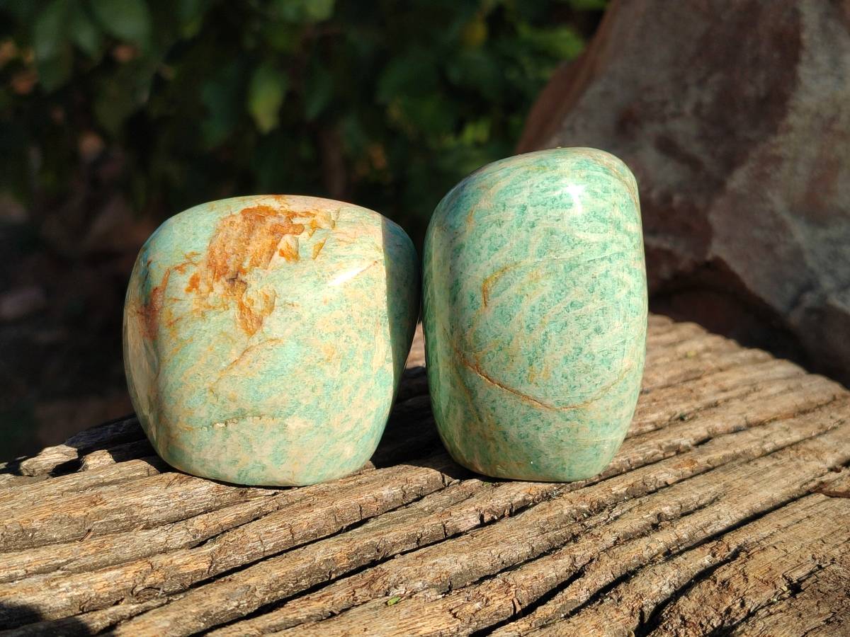Polished Amazonite Standing Free Forms  x 12 From Madagascar - Toprock Gemstones and Minerals 