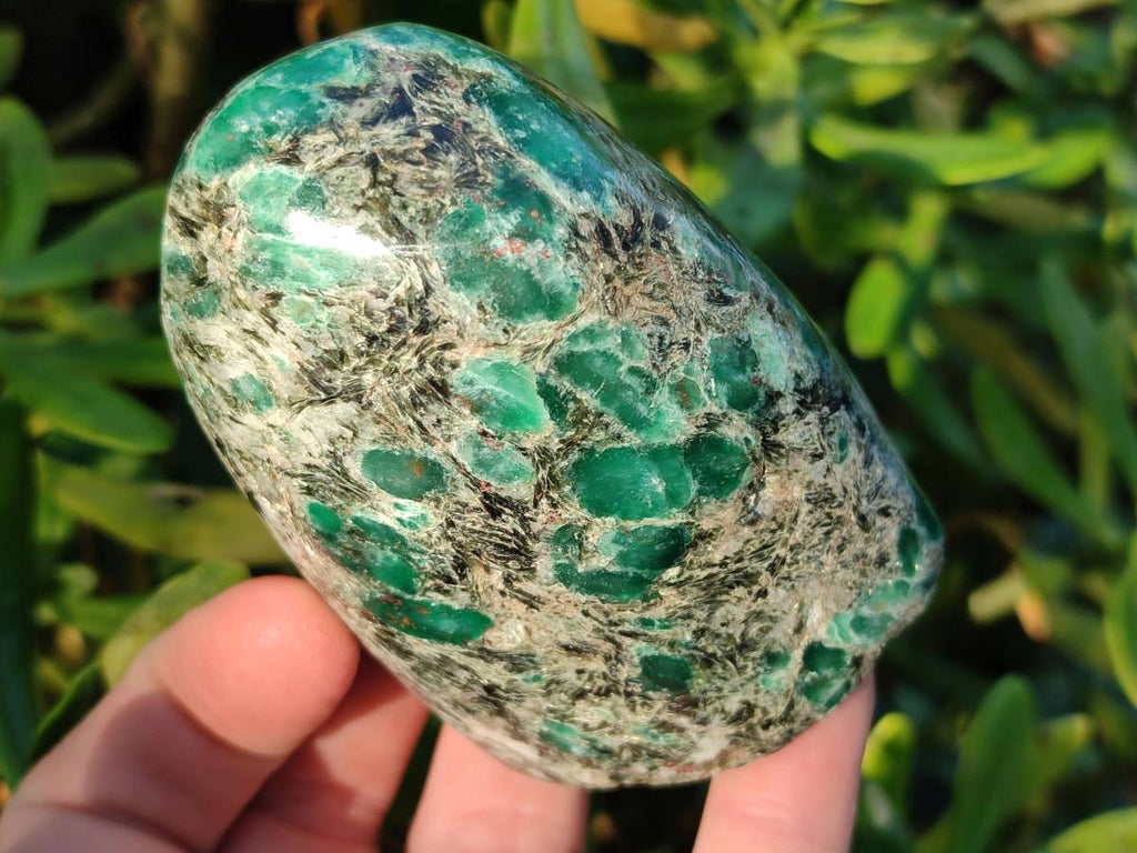 Polished Emerald Mica In Matrix Standing Free Forms x 3 From Mutoko, Zimbabwe - Toprock Gemstones and Minerals 