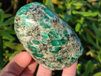 Polished Emerald Mica In Matrix Standing Free Forms x 3 From Mutoko, Zimbabwe - Toprock Gemstones and Minerals 