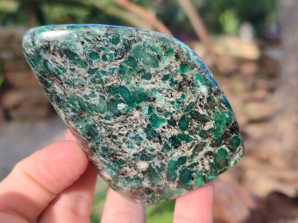 Polished Emerald Mica In Matrix Standing Free Forms x 3 From Mutoko, Zimbabwe - Toprock Gemstones and Minerals 