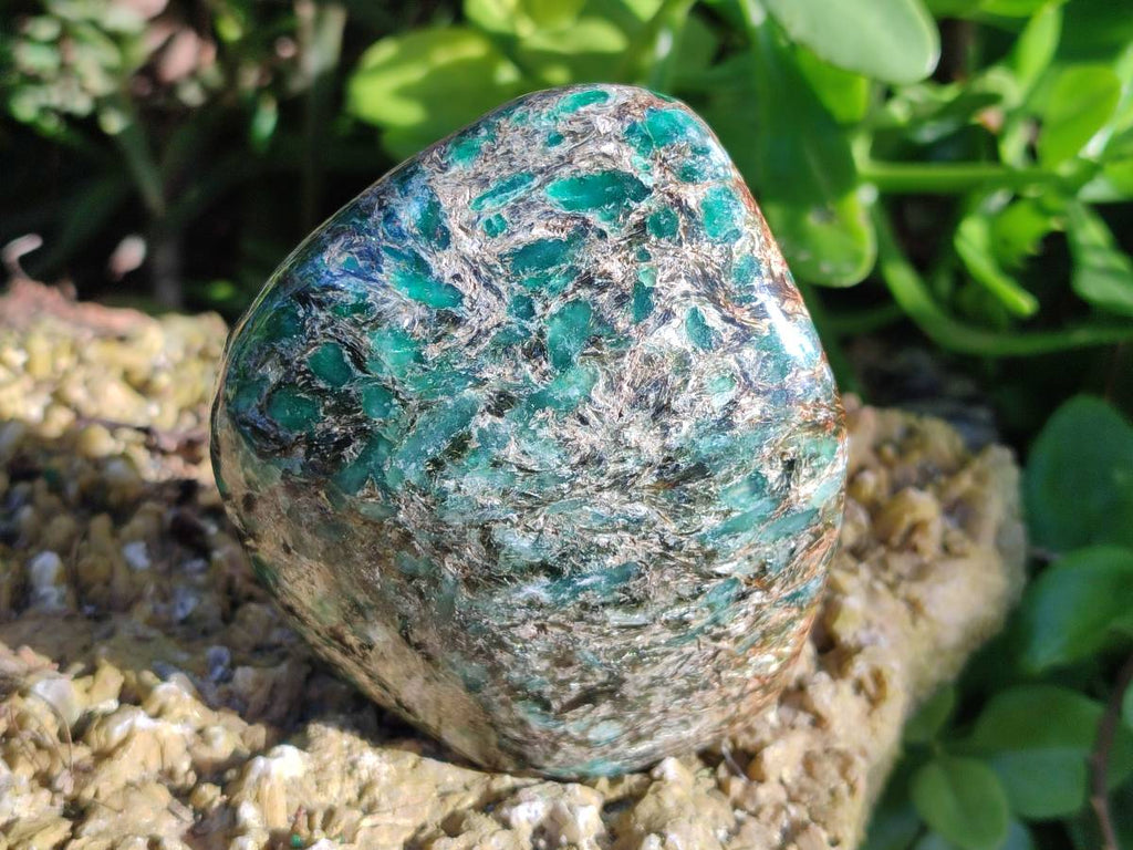 Polished Emerald Mica In Matrix Standing Free Forms x 3 From Mutoko, Zimbabwe - Toprock Gemstones and Minerals 