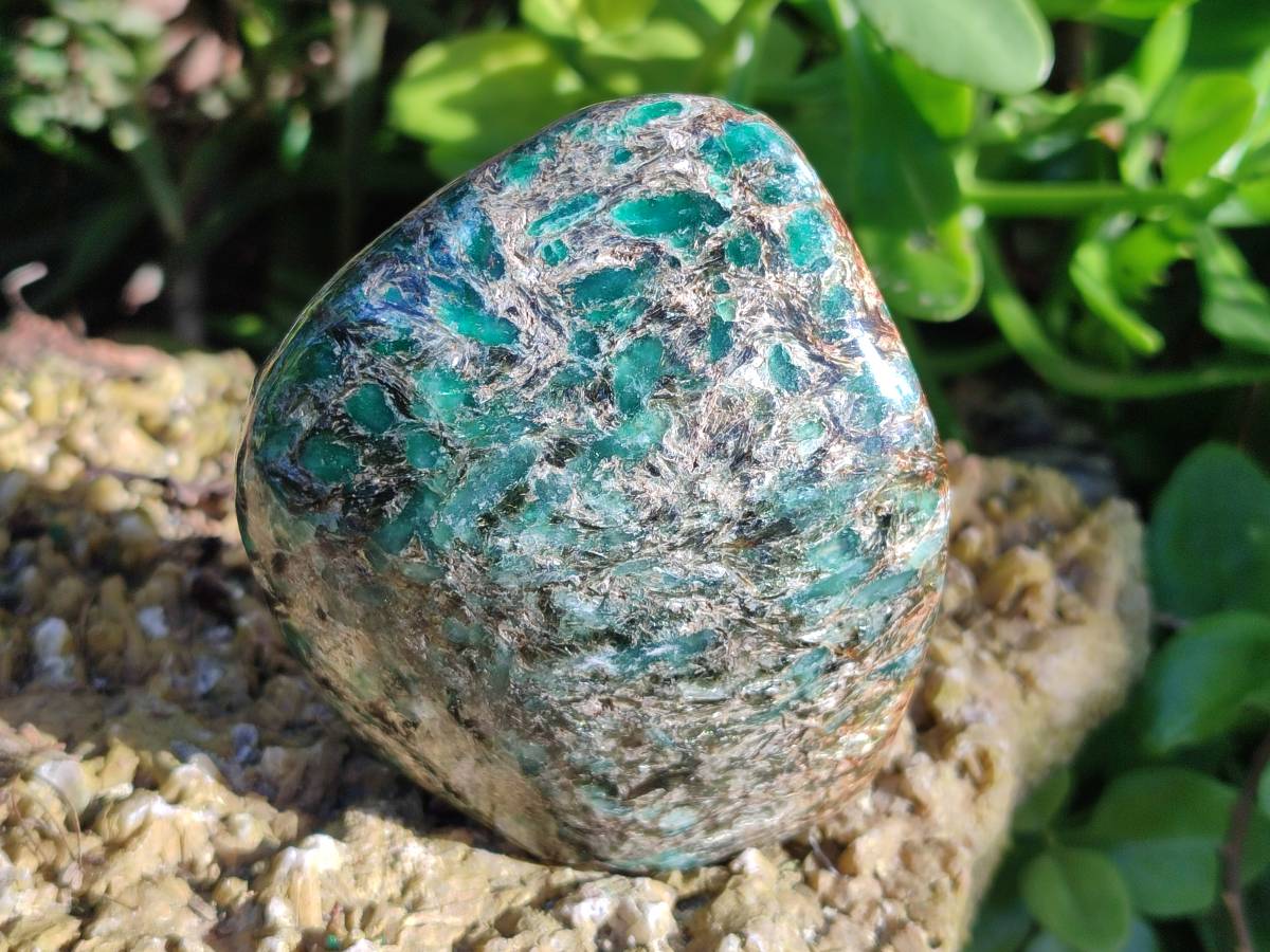 Polished Emerald Mica In Matrix Standing Free Forms x 3 From Mutoko, Zimbabwe - Toprock Gemstones and Minerals 