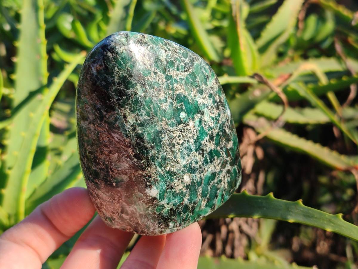 Polished Emerald Mica In Matrix Standing Free Forms x 3 From Mutoko, Zimbabwe - Toprock Gemstones and Minerals 