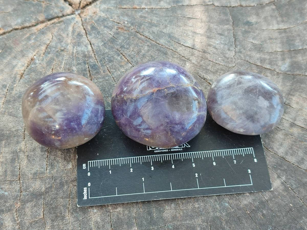 Polished Lepidolite with Pink Rubellite Palm Stones x 15 From Ambatondrazaka, Madagascar - Toprock Gemstones and Minerals 