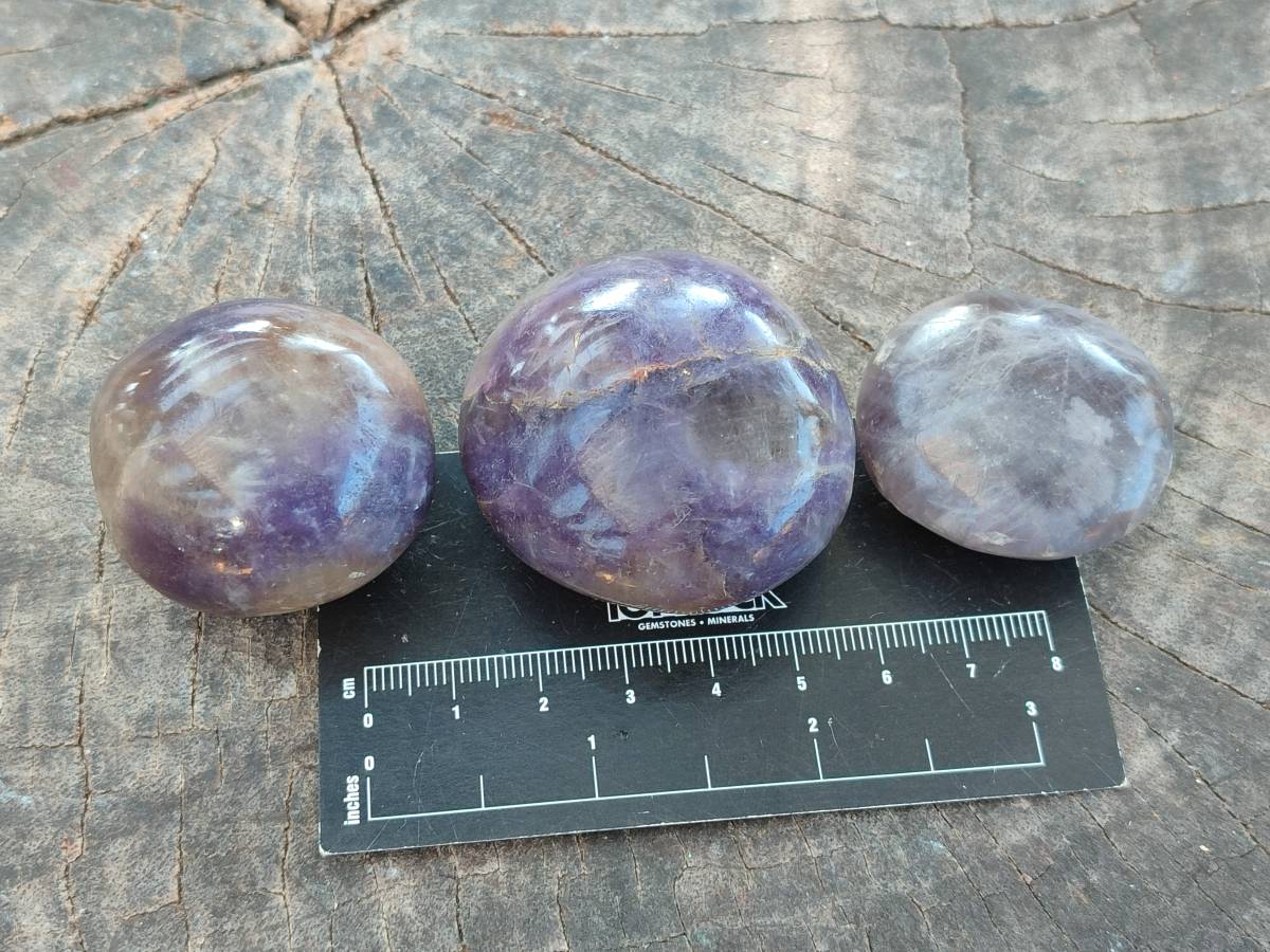 Polished Lepidolite with Pink Rubellite Palm Stones x 15 From Ambatondrazaka, Madagascar - Toprock Gemstones and Minerals 