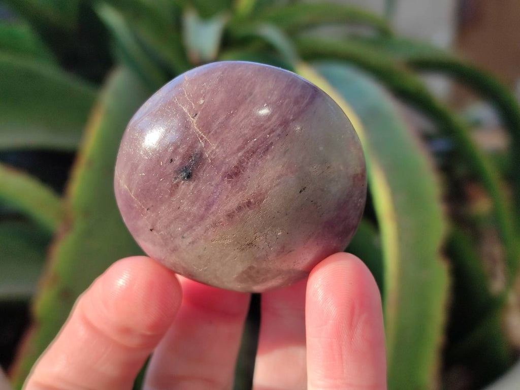 Polished Lepidolite with Pink Rubellite Palm Stones x 15 From Ambatondrazaka, Madagascar - Toprock Gemstones and Minerals 