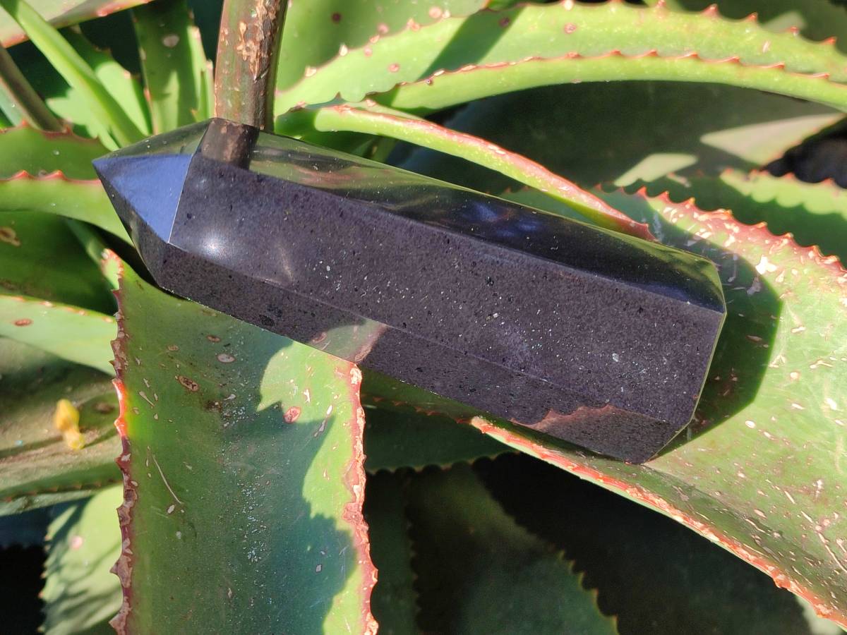 Polished Black Basalt Towers x 6 From Madagascar - Toprock Gemstones and Minerals 