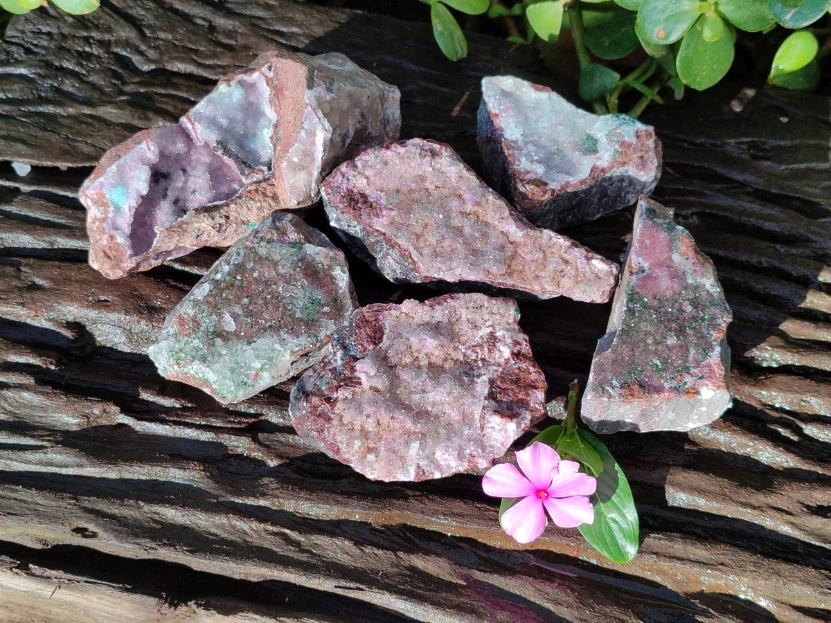 Natural Drusy Salrose on Dolomite Matrix Specimens x 6 From Kakanda, Congo - Toprock Gemstones and Minerals 