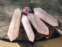 Polished Double Terminated Rose Quartz Points x 4 Madagascar - Toprock Gemstones and Minerals 