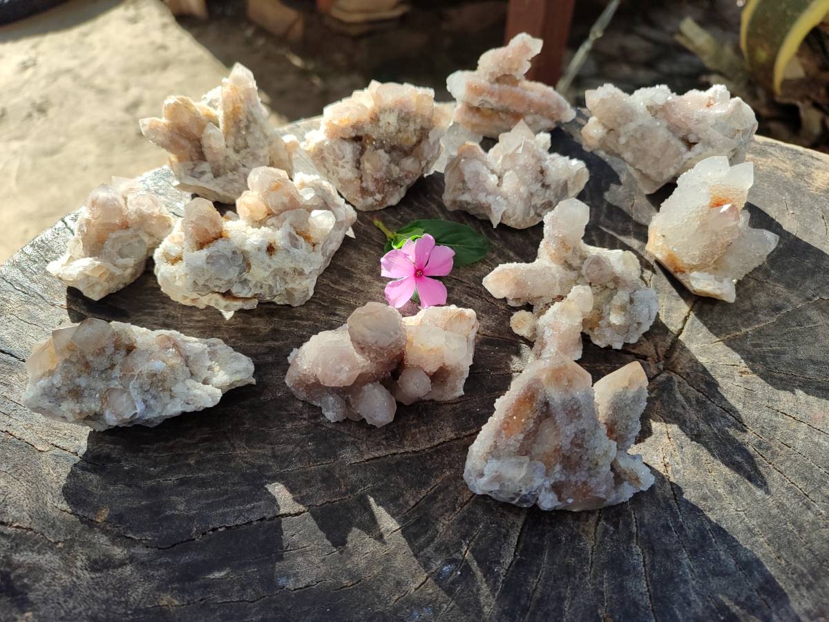 Natural Golden Limonite Coated Spirit Quartz Clusters x 12 From Boekenhouthoek, South Africa - Toprock Gemstones and Minerals 