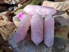 Polished Double Terminated Rose Quartz Points x 4 Madagascar - Toprock Gemstones and Minerals 