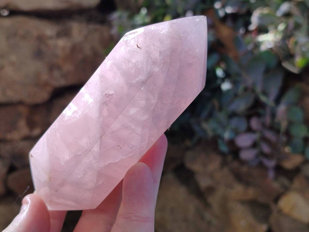 Polished Double Terminated Rose Quartz Points x 4 Madagascar - Toprock Gemstones and Minerals 