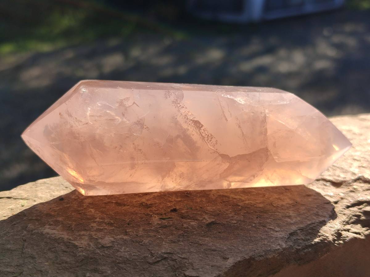 Polished Double Terminated Rose Quartz Points x 4 Madagascar - Toprock Gemstones and Minerals 