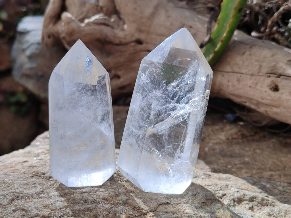 Polished Clear Quartz Crystals x 6 From Madagascar - Toprock Gemstones and Minerals 