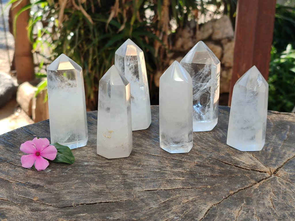 Polished Clear Quartz Crystals x 6 From Madagascar - Toprock Gemstones and Minerals 