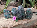 Polished Emerald Mica In Matrix Standing Free Forms x 4 From Mutoko, Zimbabwe - Toprock Gemstones and Minerals 