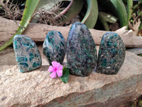 Polished Emerald Mica In Matrix Standing Free Forms x 4 From Mutoko, Zimbabwe - Toprock Gemstones and Minerals 
