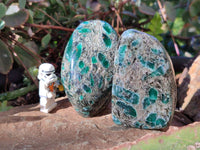 Polished Emerald Mica In Matrix Standing Free Forms x 4 From Mutoko, Zimbabwe - Toprock Gemstones and Minerals 