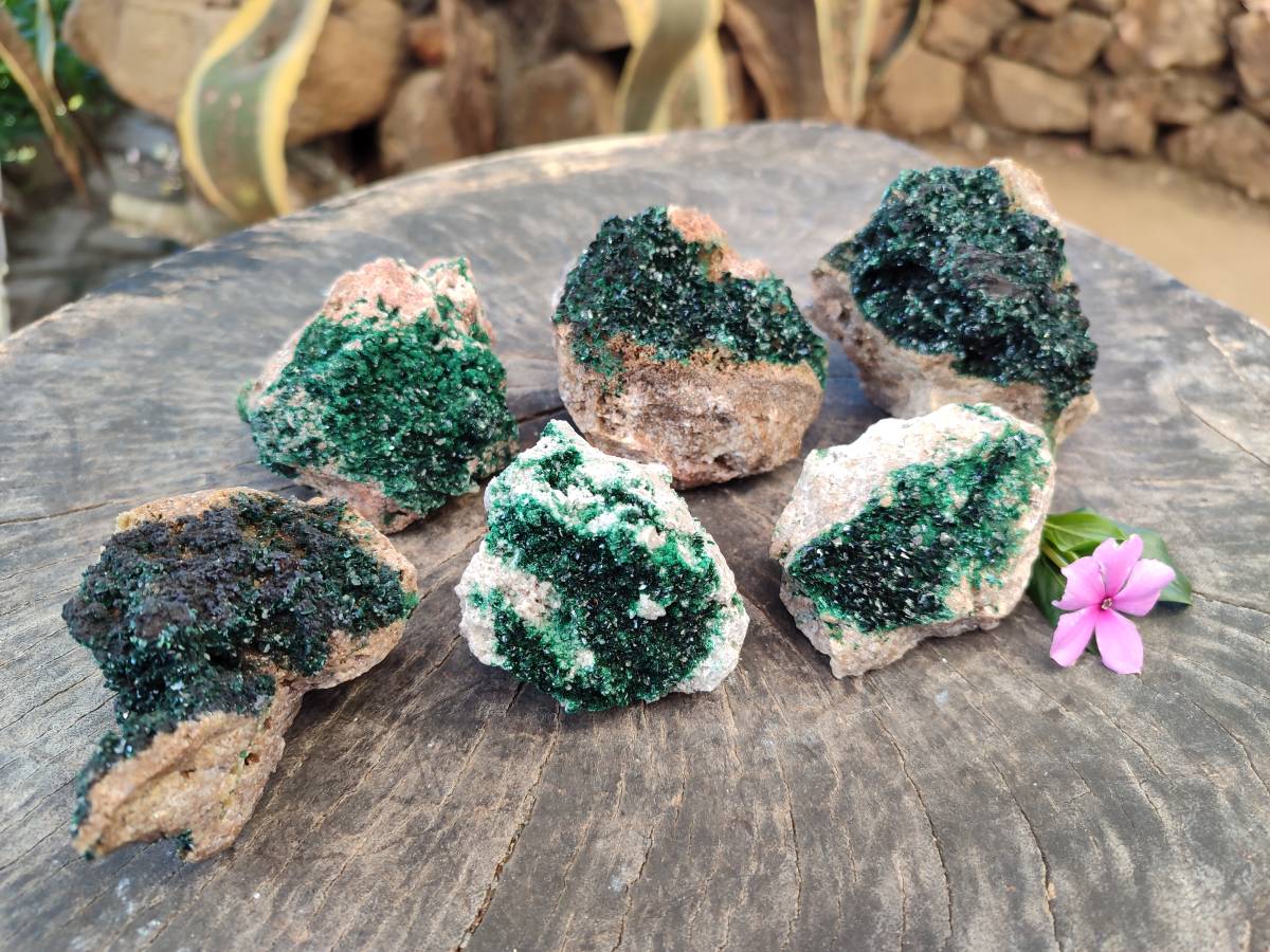 Natural Crystalline Malachite Specimens x 6 From Likasi, Congo - Toprock Gemstones and Minerals 